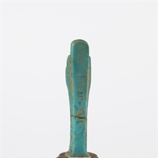 Shabti from turquoise blue faience